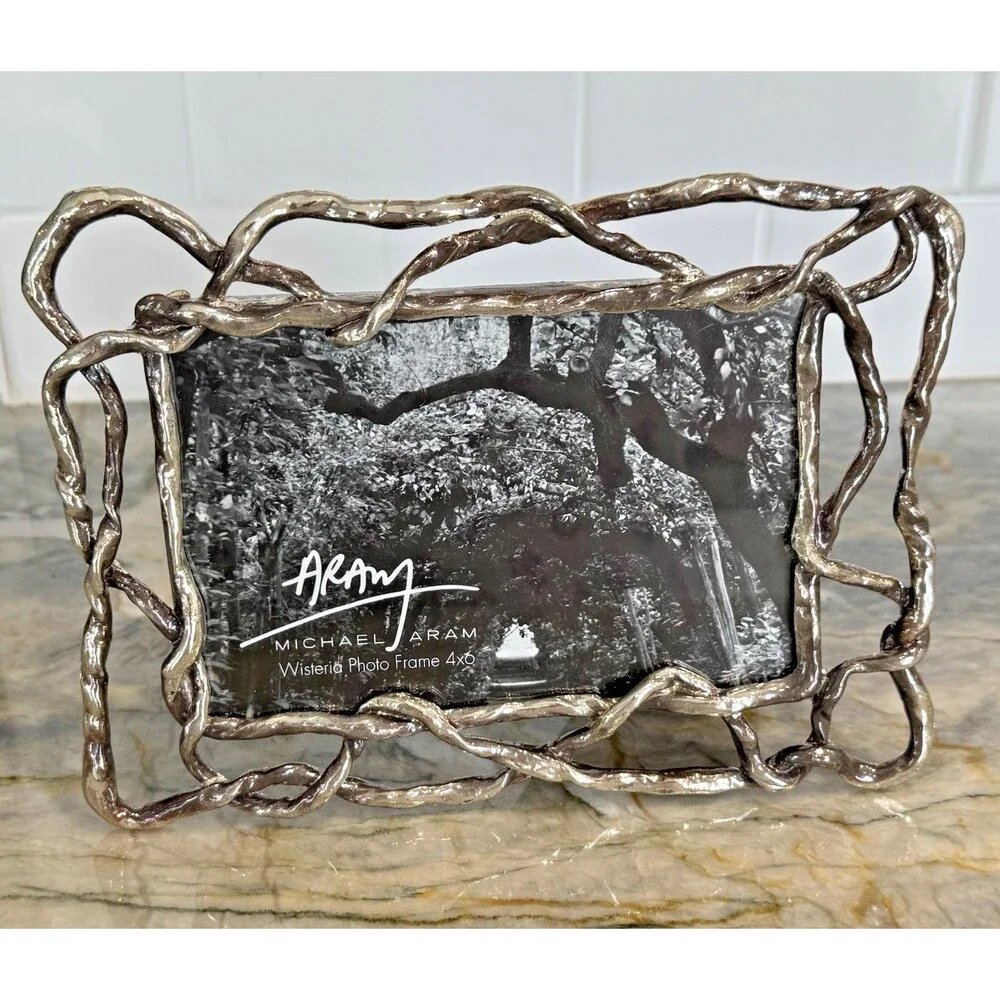 Michael Aram Wisteria 4x6 Photo Frame Silver Tone Vine Branch Sculpture New